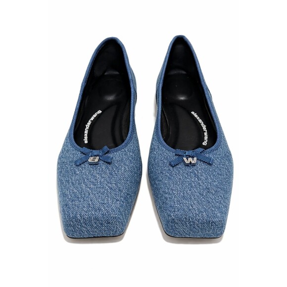 Alexander Wang Billie Flat Womens Size 9 Square Toe Ballet Shoes Indigo Denim - Picture 4 of 16